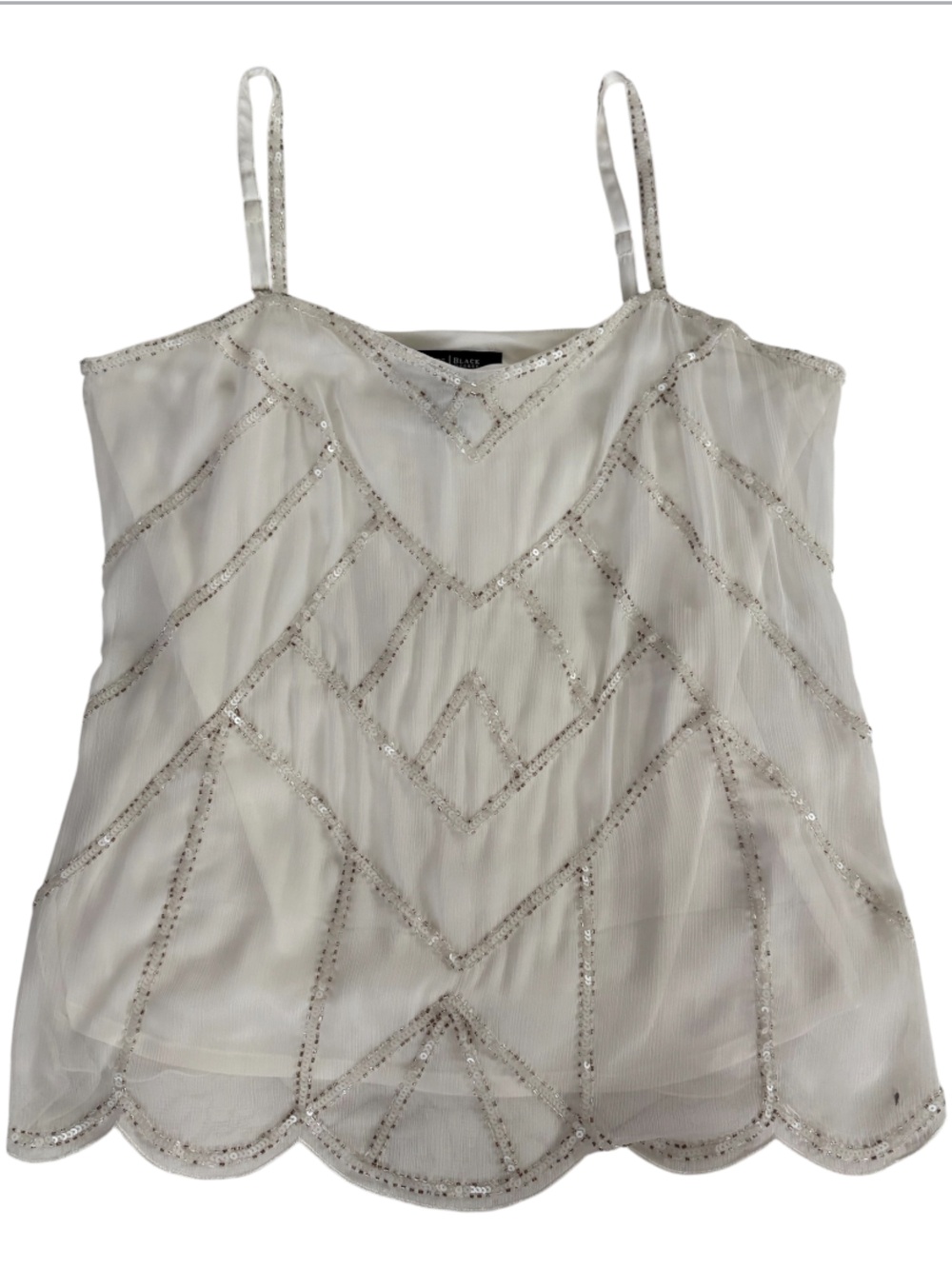 White House Black Market Sequin Beaded Scalloped Camisole Tank Top Small